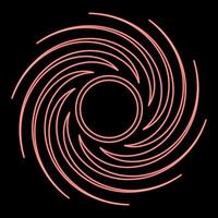Neon black hole spiral shape vortex portal red color vector illustration image flat style