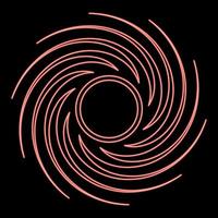 Neon black hole spiral shape vortex portal red color vector illustration image flat style