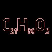 Neon chemical formula C21H30O2 Cannabidiol CBD Phytocannabinoid marijuana pot grass hemp cannabis molecule red color vector illustration image flat style