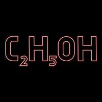 fórmula química de neón c2h5oh etanol alcohol etílico color rojo vector ilustración imagen estilo plano