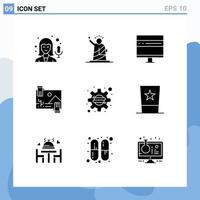 9 Creative Icons Modern Signs and Symbols of photo dividend browser distribution news Editable Vector Design Elements