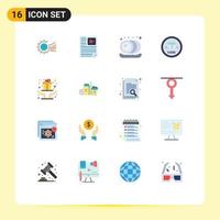 Pack of 16 Modern Flat Colors Signs and Symbols for Web Print Media such as develop code page plates kitchen Editable Pack of Creative Vector Design Elements