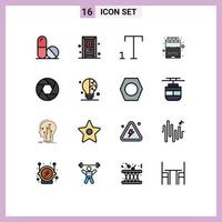 Flat Color Filled Line Pack of 16 Universal Symbols of idea photo artificial focus aperture Editable Creative Vector Design Elements