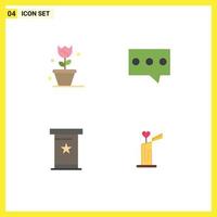 Group of 4 Flat Icons Signs and Symbols for flower podium spring message candle Editable Vector Design Elements