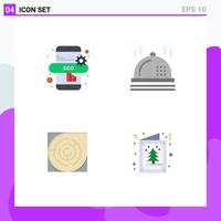 Pack of 4 Modern Flat Icons Signs and Symbols for Web Print Media such as marketing pattern christmas map card Editable Vector Design Elements