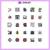 Filled line Flat Color Pack of 25 Universal Symbols of rewind arrow online direction of success board Editable Vector Design Elements