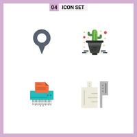 Pack of 4 creative Flat Icons of geo location data pin plant information Editable Vector Design Elements