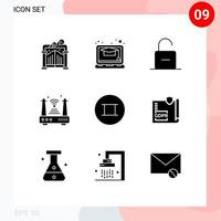 Group of 9 Solid Glyphs Signs and Symbols for beliefs wifi safety things iot Editable Vector Design Elements