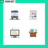 4 Creative Icons Modern Signs and Symbols of bus pay news media ppc Editable Vector Design Elements