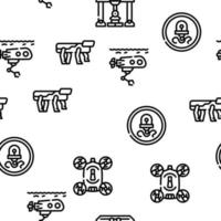 Robot Future Electronic Equipment Vector Seamless Pattern