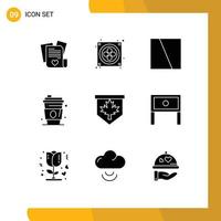 Set of 9 Modern UI Icons Symbols Signs for canada tag image usa drink Editable Vector Design Elements