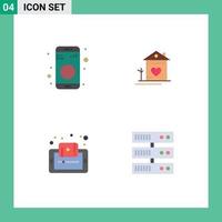 Pictogram Set of 4 Simple Flat Icons of bluetooth document sign family learning Editable Vector Design Elements