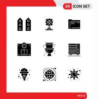 Set of 9 Modern UI Icons Symbols Signs for scales storage machine file document Editable Vector Design Elements