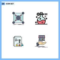 Universal Icon Symbols Group of 4 Modern Filledline Flat Colors of base yoga data massage graph Editable Vector Design Elements