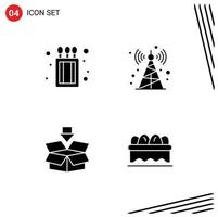 Pictogram Set of 4 Simple Solid Glyphs of camping save communication tower arrow easter Editable Vector Design Elements