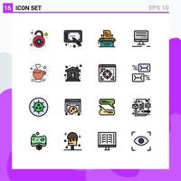 Set of 16 Modern UI Icons Symbols Signs for tea cup typing coffee online Editable Creative Vector Design Elements