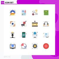 16 User Interface Flat Color Pack of modern Signs and Symbols of money banking paper win success Editable Pack of Creative Vector Design Elements