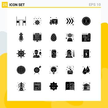 25 glifos sólidos vectoriales temáticos y símbolos editables de configuración de cancelación cerrada elementos de diseño vectorial editables de flecha de teclado vector