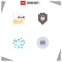 Group of 4 Modern Flat Icons Set for dumbbell park weightlifting shield diet Editable Vector Design Elements