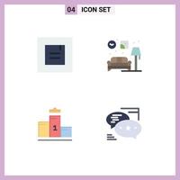 4 Thematic Vector Flat Icons and Editable Symbols of layout first place home lump chat Editable Vector Design Elements