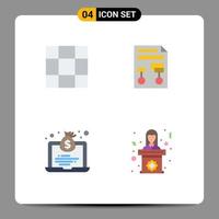 4 Flat Icon concept for Websites Mobile and Apps grid bag paper document politician Editable Vector Design Elements