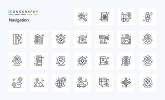 25 Navigation Line icon pack vector
