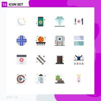 Pictogram Set of 16 Simple Flat Colors of database couple care date romantic Editable Pack of Creative Vector Design Elements