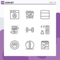 Outline Pack of 9 Universal Symbols of app sport stack interaction apps Editable Vector Design Elements