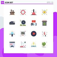 Modern Set of 16 Flat Colors Pictograph of panzer cannon search network dollar Editable Pack of Creative Vector Design Elements