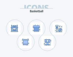 paquete de iconos azul de baloncesto 5 diseño de iconos. baloncesto. ropa deportiva bola. camiseta deportiva tienda vector