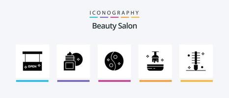 Beauty Salon Glyph 5 Icon Pack Including hair. beauty. moisturizer. women. spa. Creative Icons Design vector