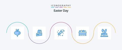 Easter Blue 5 Icon Pack Including holiday. egg. fire. cack. easter vector