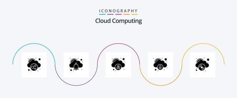 Cloud Computing Glyph 5 Icon Pack Including compact disk. access. cloud. download vector