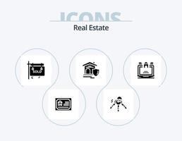 Real Estate Glyph Icon Pack 5 Icon Design. real . shield . real estate. sold vector