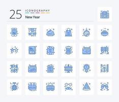 New Year 25 Blue Color icon pack including year. new. cover. gift. celebration vector