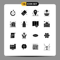 Pack of 16 creative Solid Glyphs of stop world banking globe placeholder Editable Vector Design Elements