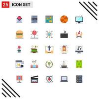 Pack of 25 Modern Flat Colors Signs and Symbols for Web Print Media such as device monitor server sport website Editable Vector Design Elements