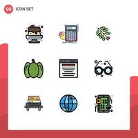 Universal Icon Symbols Group of 9 Modern Filledline Flat Colors of digital marketing advertising firework vegetables food Editable Vector Design Elements