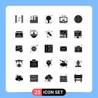 25 User Interface Solid Glyph Pack of modern Signs and Symbols of badge platform canada online analytical Editable Vector Design Elements