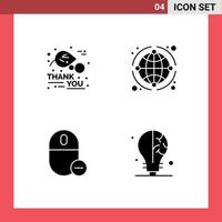 Set of 4 Vector Solid Glyphs on Grid for thanks day devices thanksgiving network hardware Editable Vector Design Elements