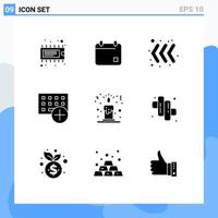 Mobile Interface Solid Glyph Set of 9 Pictograms of christmas hardware arrow gadget computers Editable Vector Design Elements