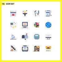 Group of 16 Modern Flat Colors Set for business account activities pak milk Editable Pack of Creative Vector Design Elements