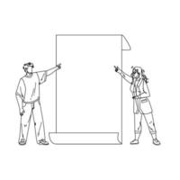 Look On Paper List Showing Boy And Girl Vector