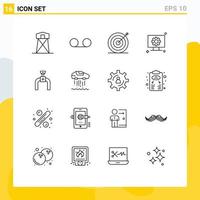 Universal Icon Symbols Group of 16 Modern Outlines of pipe gear creative setting computer Editable Vector Design Elements