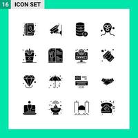 Pictogram Set of 16 Simple Solid Glyphs of eat relaxation server facial mask beauty Editable Vector Design Elements