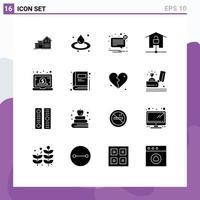 Pictogram Set of 16 Simple Solid Glyphs of business smart home error kit devices Editable Vector Design Elements