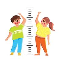 Kids Measuring Height With Measure Scale Vector