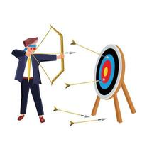 Miss Target Young Man With Archery Arrow Vector