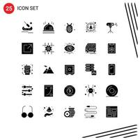 Group of 25 Modern Solid Glyphs Set for special photo organic food effects customer Editable Vector Design Elements