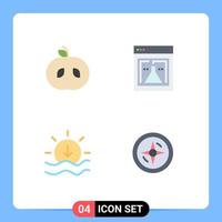 Universal Icon Symbols Group of 4 Modern Flat Icons of apple weather flask web compass Editable Vector Design Elements